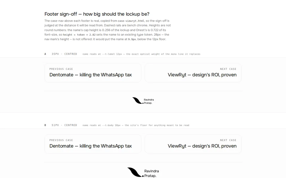 Footer sign-off - How big should the lockup be at the bottom of the page.