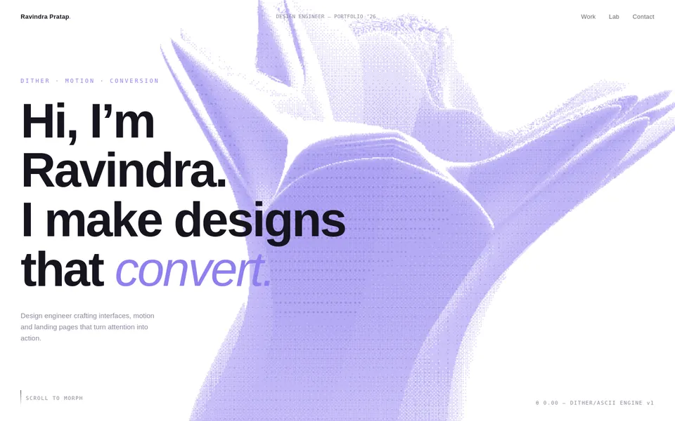 Flower - "Hi, I'm Ravindra." The first take on designs that convert, before the repository existed.