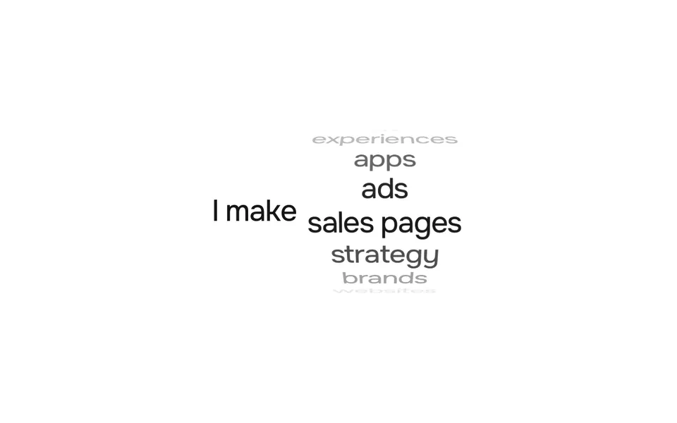 The service drum - An iOS-picker drum of services collapses into the headline, and the case links become ink pills.