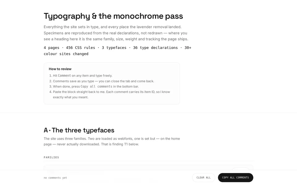 The monochrome review - The typography and colour review, kept as it was - it documents the old state.