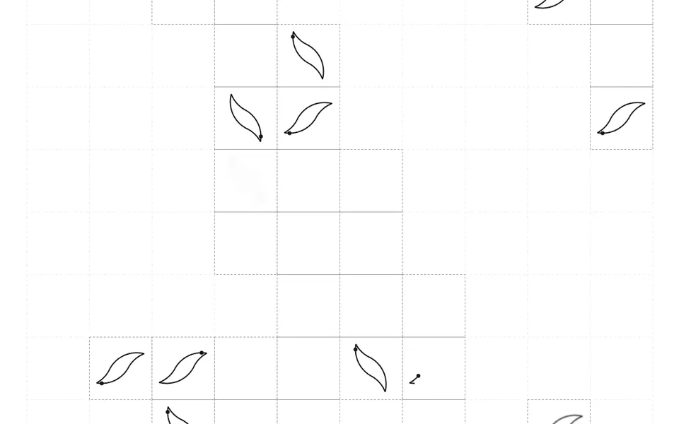 Grid Pens - Pens trace the swash and the D inside the closing grid's tiles, hold, and leave by blur, reverse or wipe. Exports an animated SVG.